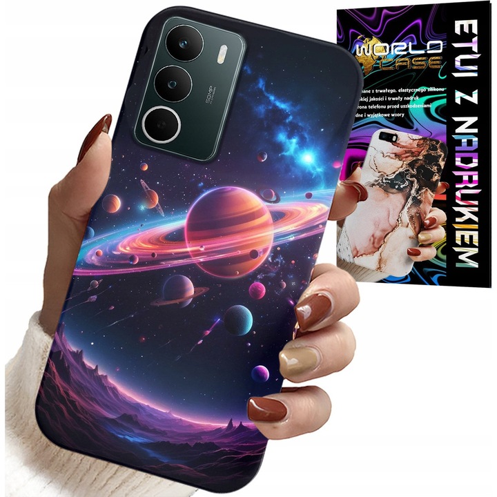 Szilikon tok, World Case, Realme C71 4G-hez, galaxis mintával, hatékony védelem
