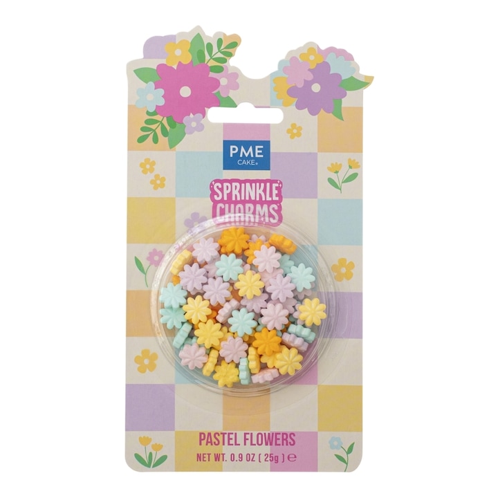 Decoratiuni prajituri mix din zahar Flori pastel 25g, PME