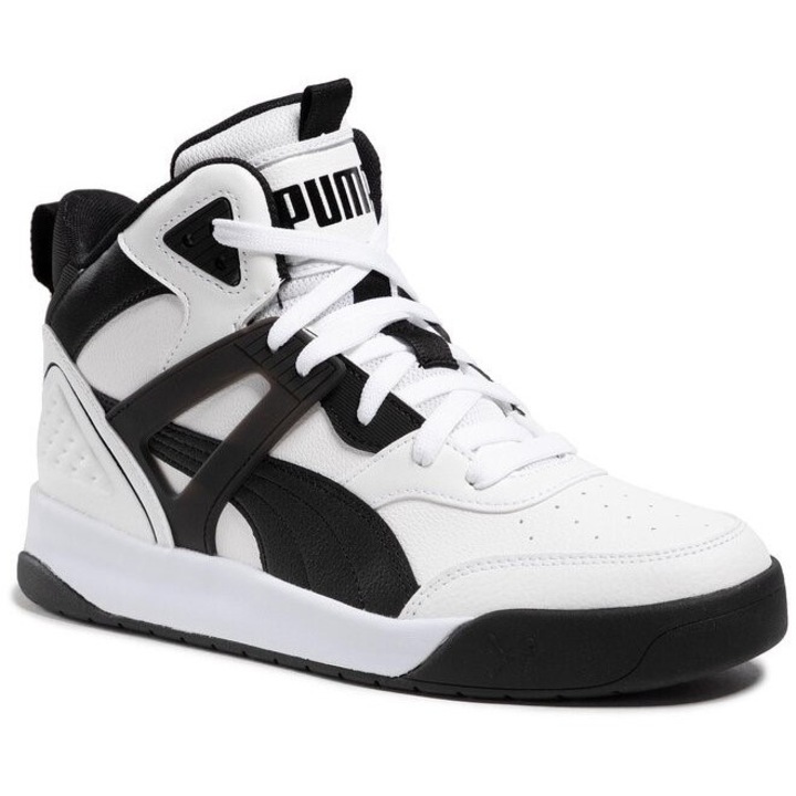 Pantofi sport barbati, Puma Backcourt Mid, alb si negru, piele ecologica