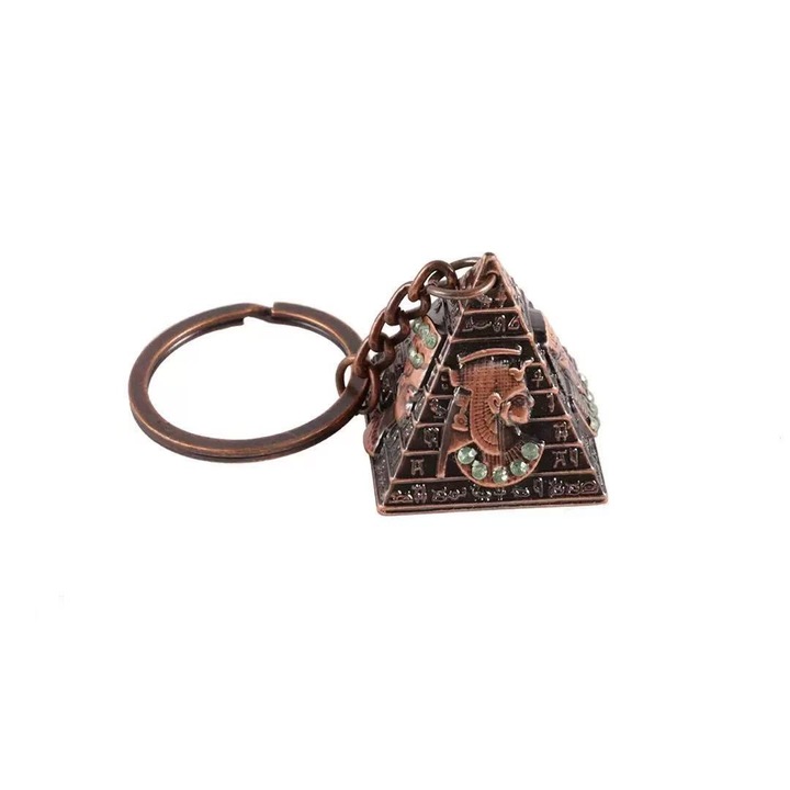 Retro kulcstartó, piramis alakú, korrózióálló, 3x3cm