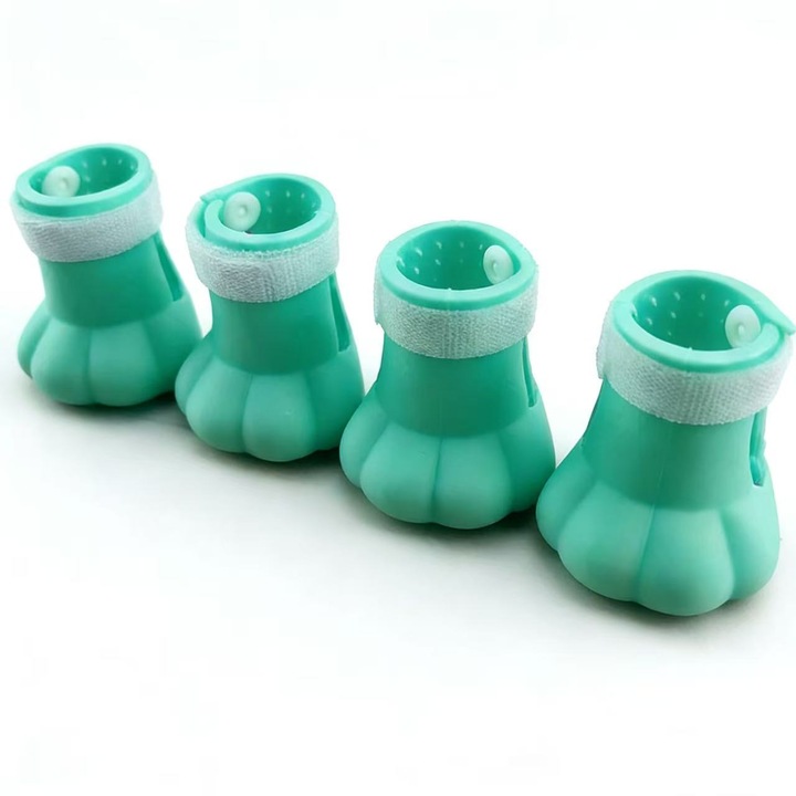 Set incaltaminte pentru pisici, multifunctionale, rezistent la zgarieturi, impermeabile, verde, 4 bucati