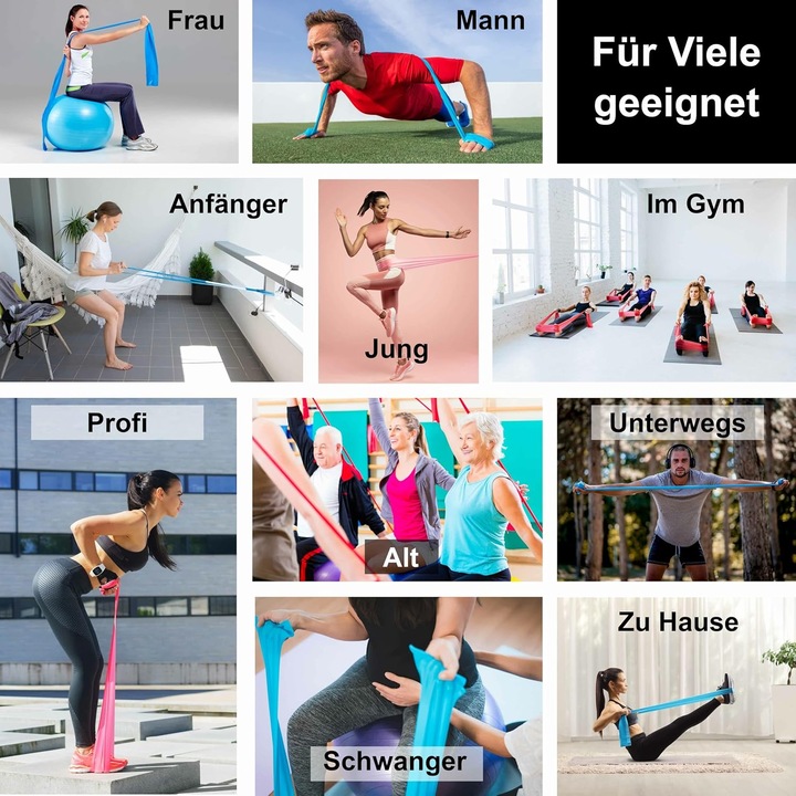 3 db rehabilitációs gumiszalag készlet, alkalmas stretchinghez, fitneszhez, jógához, Pilateshez, fizikai rehabilitációhoz, többszínű