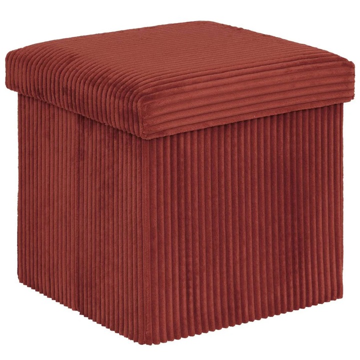 Taburet pliabil Atmosphera Arum din material tip catifea raiat, 38x38x38 cm, ambra