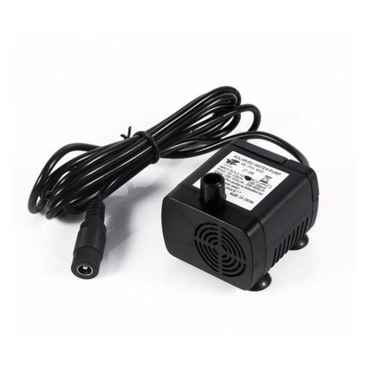 Потопяема соларна помпа DC 12V, 5W, 420L/H, максимална височина на водата 2M, черен цвят, 142гр