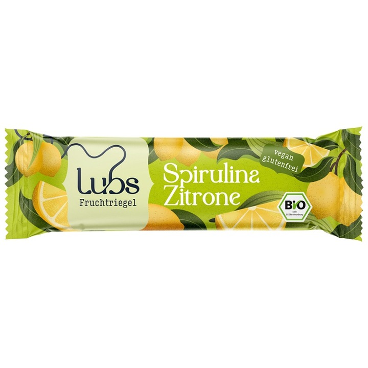 Baton de fructe cu lamaie si cu spirulina, fara gluten bio, 40g