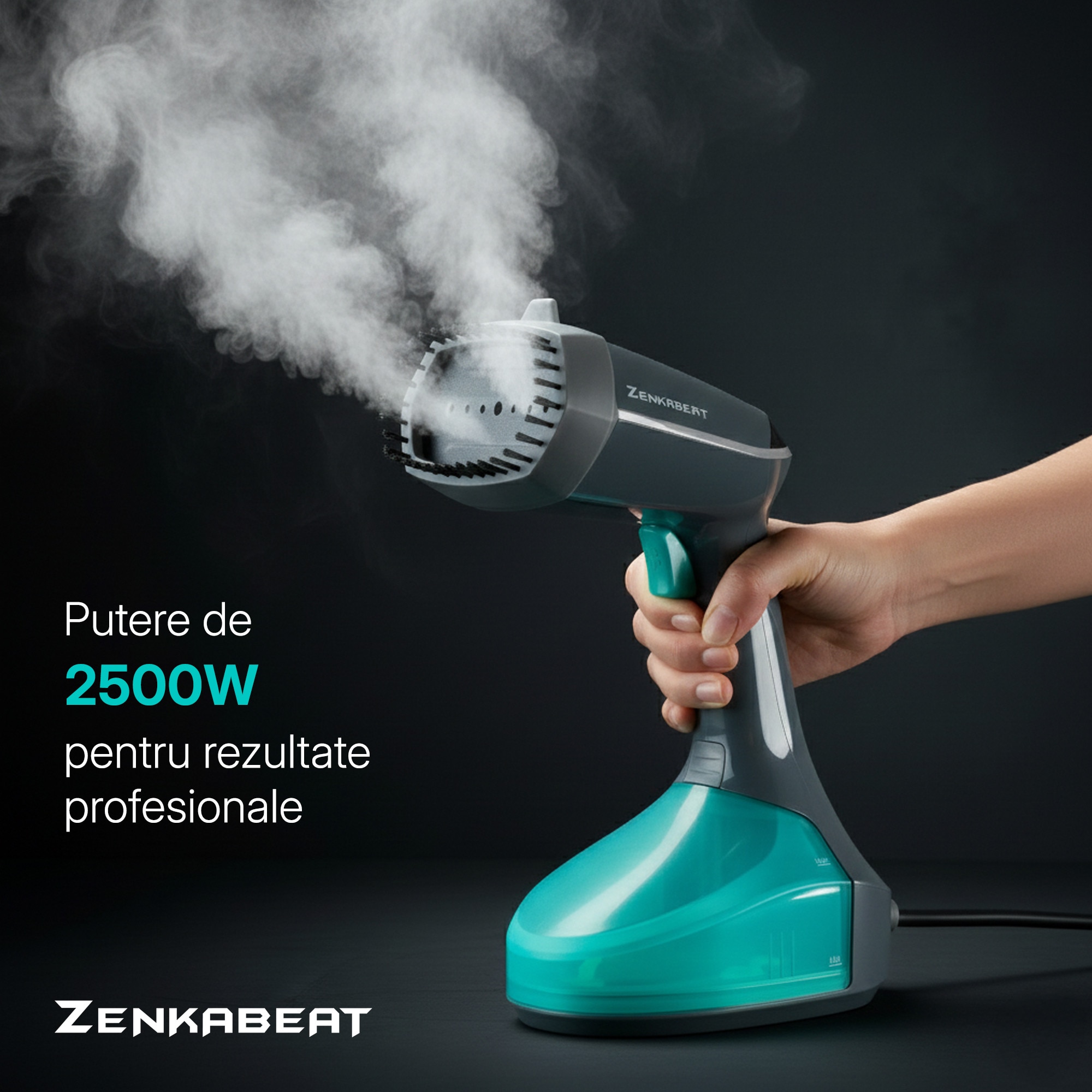 Aparat de calcat vertical Zenkabeat V10-Pro, Putere 2500W, Fier de Calcat portabil si orizontal cu incalzire in 30 Secunde, Rezervor 340ml, Functie oprire automata, 4 Programe, Statie de calcat cu jet de abur 40g/min, Functie abur continuu 3 minute, Gri