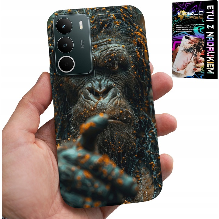 Telefontok Realme-hez, World Case, színes nyomtatás, szilikon védelem, Malpa minta, 0,2 mm