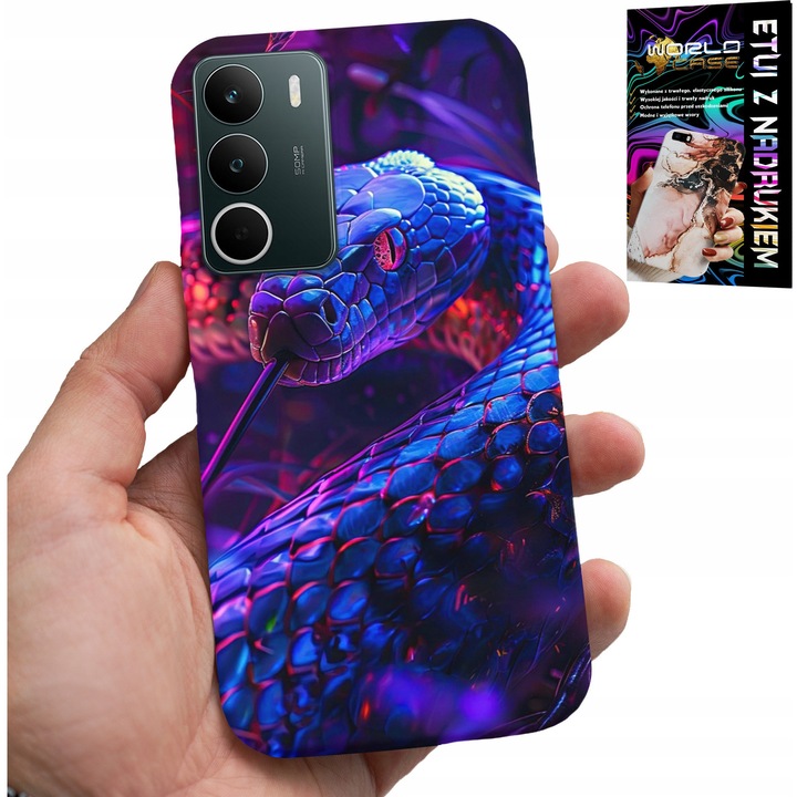 Telefontok, World Case, Realme C71, szilikon, Kobra mintás, fóliával