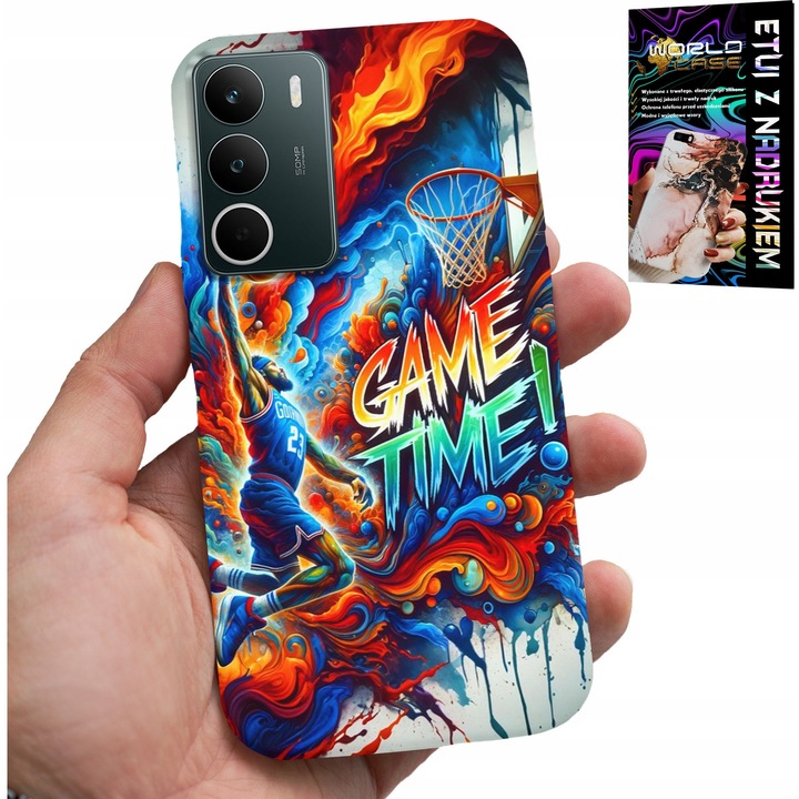 World Case telefontok, NBA kosárlabda design, szilikon, többszínű, Realme kompatibilis