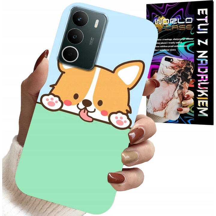 Telefontok Realme, World Case, aranyos kutya mintás, szilikon, 0,2cm