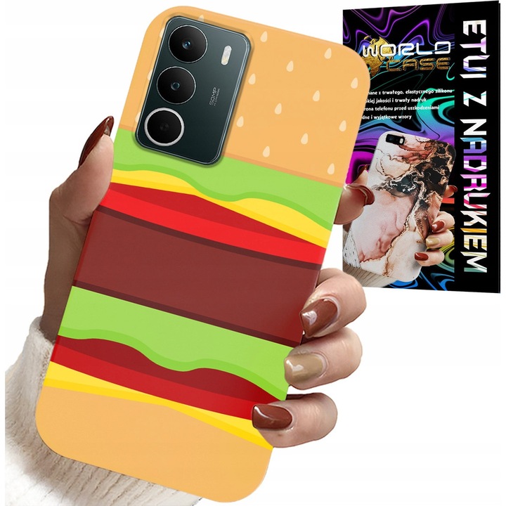 World Case telefontok Realme C71 4G-hez, szilikon, Burger Cheeseburger design, többszínű