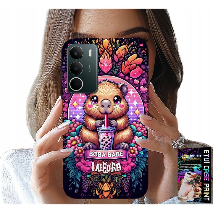 World Case telefontok, aranyos kapibara, színes nyomat, szilikon, Realme C71 4G-hez