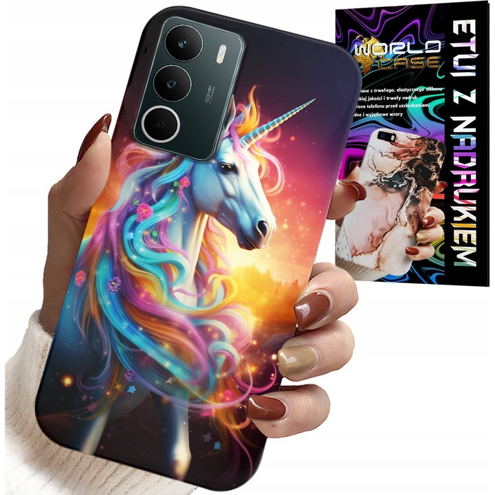 Realme telefontok, World Case, egyedi, unikornis mintás, szilikon