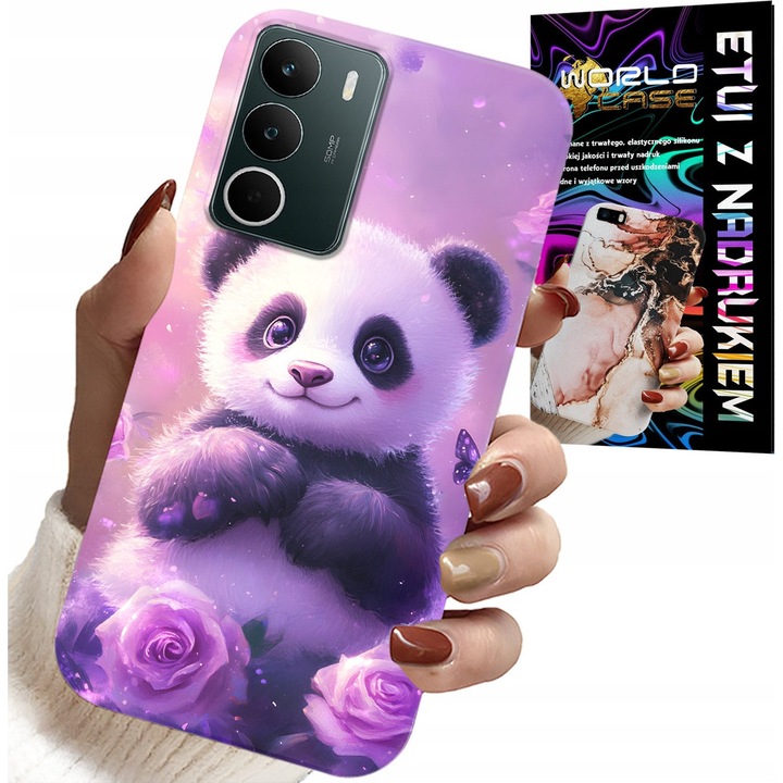Telefontok Realme C71-hez, World Case, panda design, szilikon, többszínű
