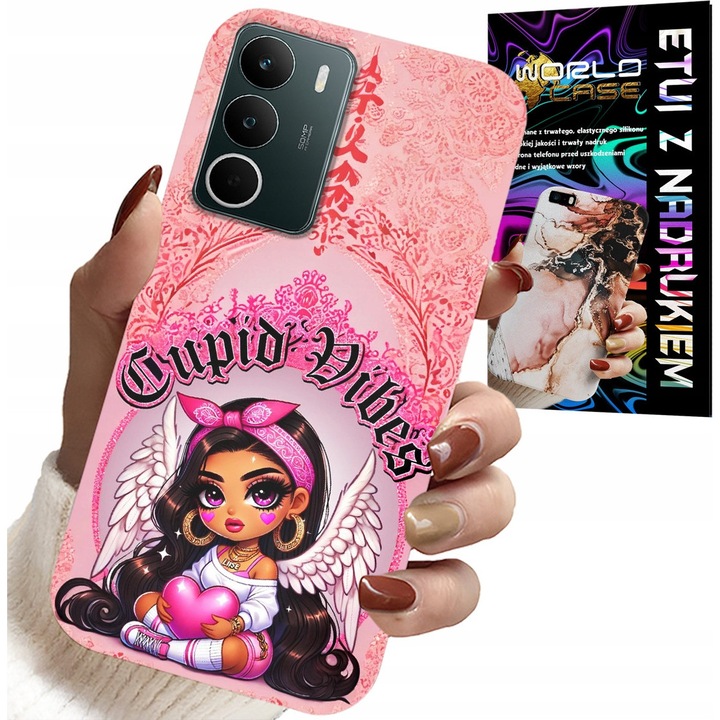 Telefontok Realme-hez, World Case, Cupid Vibes modell, szilikon, nyomtatott design, 0,2 mm