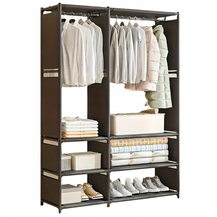 Raft Pentru Dulapul De Pantofi, SNM, D42, Metal, Material Rezistent, Constructie Solida, Multifunctional, Fara Usi, 170 x 95 x 36 cm, Negru