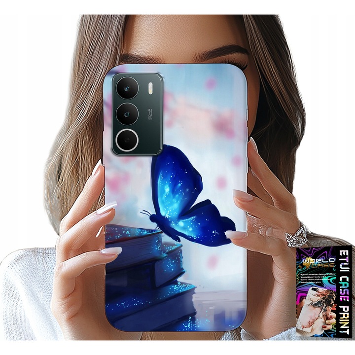 Telefontok, World Case, Realme C71, pillangó mintás, szilikon, kék