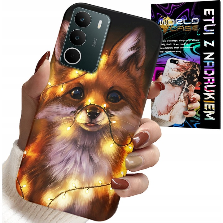 Telefontok Realme, World Case, aranyos róka nyomtatás, szilikon, 0,2 cm