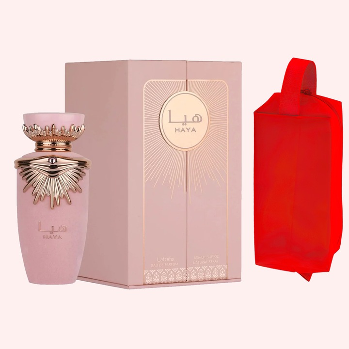 Set parfum Lattafa Haya 100ml, parfum Arabesc, Femei, Gentuta cosmetice