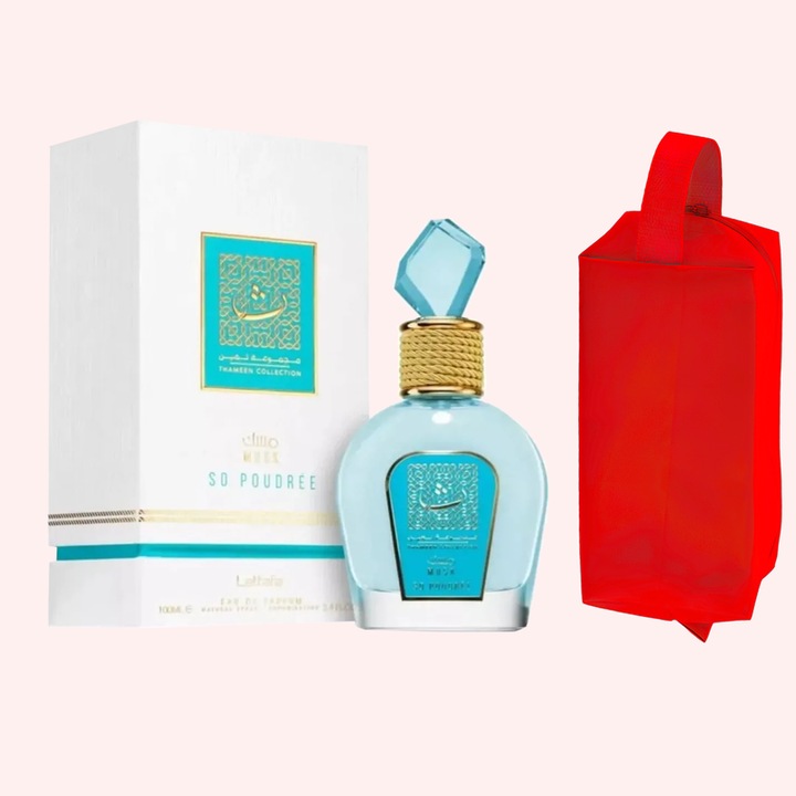 Set parfum Lattafa So Poudree 100ml, parfum Arabesc, Unisex, Gentuta cosmetice