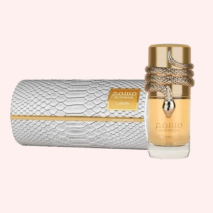 Set parfum Lattafa Musamam White Intense 100ml, parfum Arabesc, Femei, Gentuta cosmetice