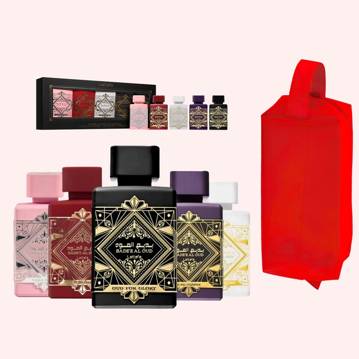 Set parfum Lattafa Badee Al Oud Collection 5 X 5ml, parfum Arabesc, Unisex, Gentuta cosmetice