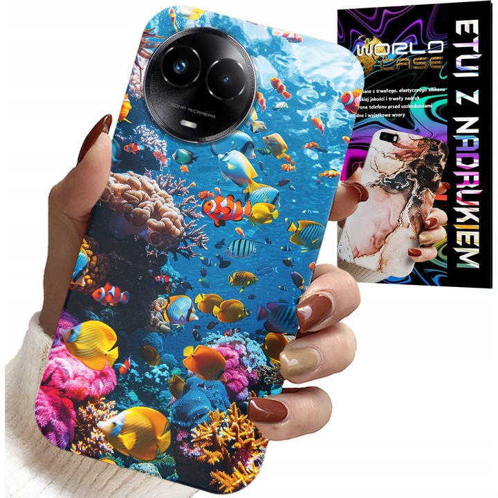 World Case telefontok Realme-hez, gumi, többszínű háttérnyomtatás, 0,2 cm
