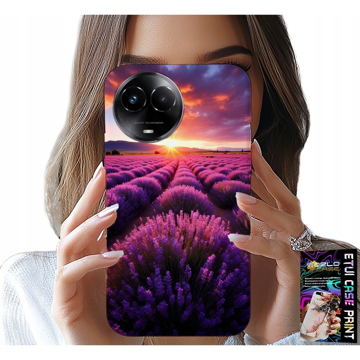 Telefontok Realme-hez, World Case, Levendula mező design, szilikon anyag, 0,2cm