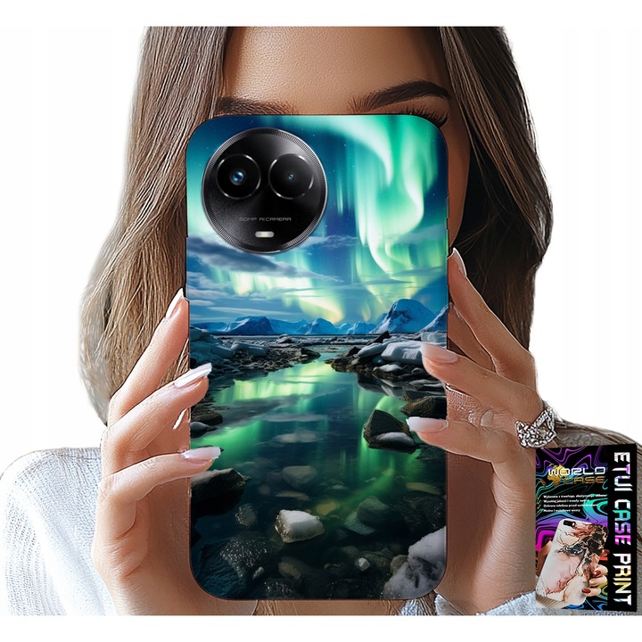 Realme telefontok, World Case, Alaszka sarki fény, szilikon, színes nyomtatás