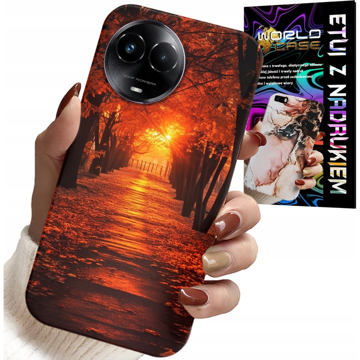 Realme telefontok, World Case, levélmintás, szilikon, 0,2 mm