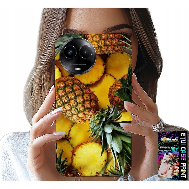 Realme telefontok, World Case, Ananász modell, szilikon, színes nyomtatás