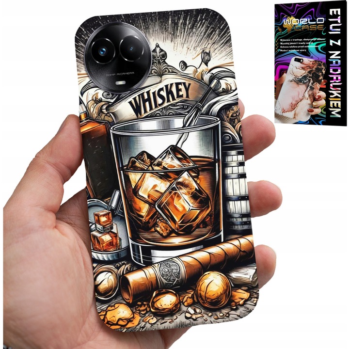 World Case telefontok, Realme C67-hez, whisky nyomattal, szilikon, többszínű