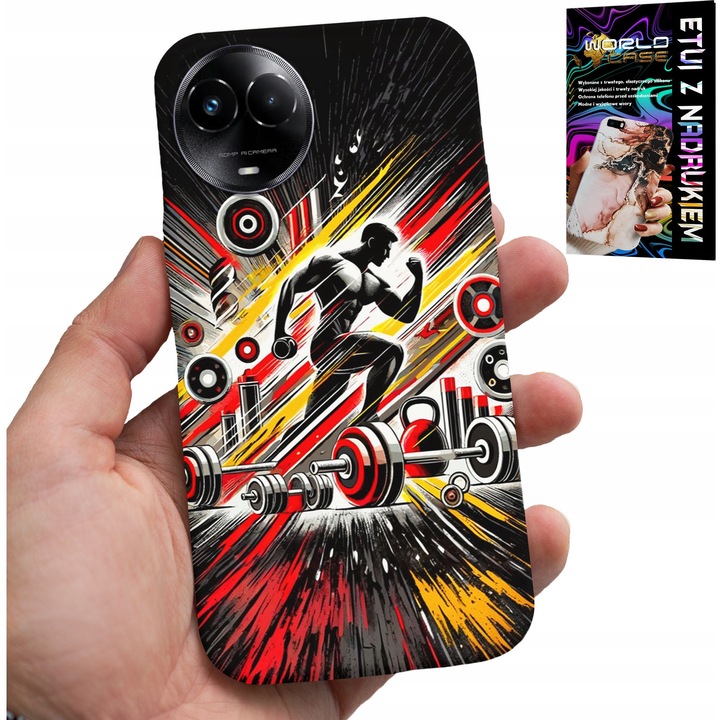 Realme telefontok, World Case, szilikon, testépítő nyomat, 0,2 cm