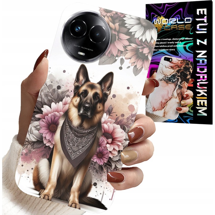 World Case telefontok Realme-hez, szilikon, kutyás minta, többszínű, 0,2mm