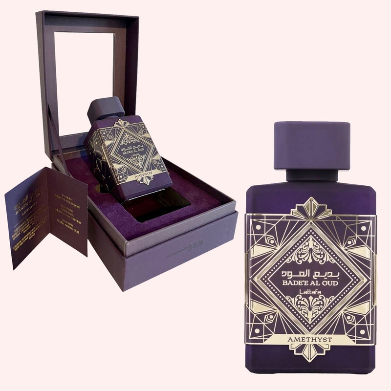 Set parfum Lattafa Badee Al Oud Amethyst 100ml, parfum Arabesc