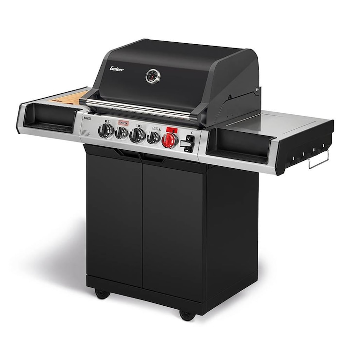 Газово барбекю UNIQ 3 IK Cruster, с чугунена скара и котлон, Turbo zone и Simple Clean, мощност 21.8 kW