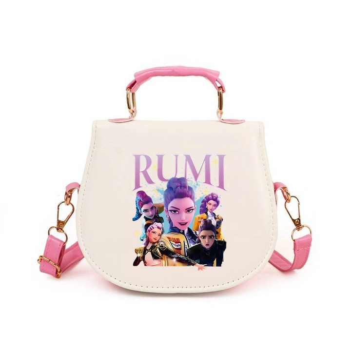 Geanta crossbody copii, K-pop Witcher, roz, 14.5x17x6.5cm