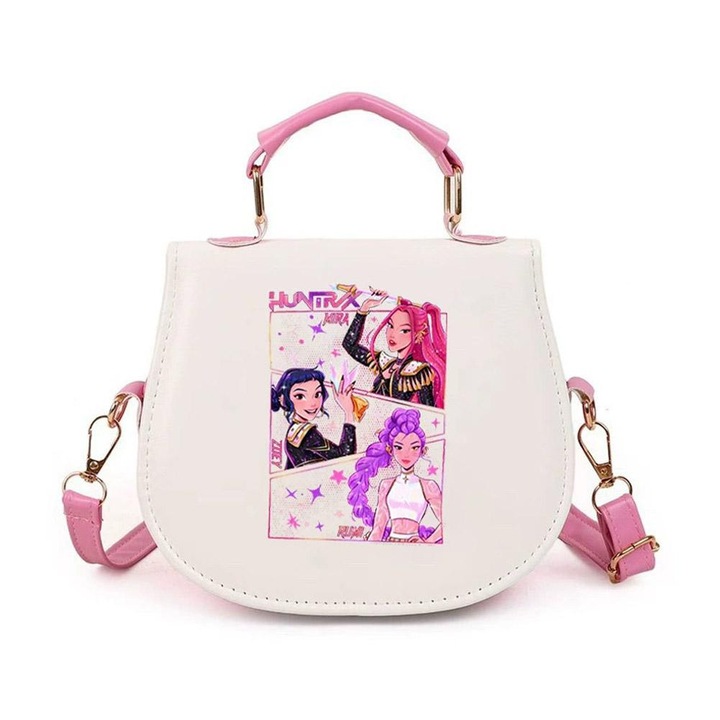 Geanta Crossbody Fete, Imprimeu K-Pop Demon Hunters, 14.5x17x6.5cm, curea ajustabila