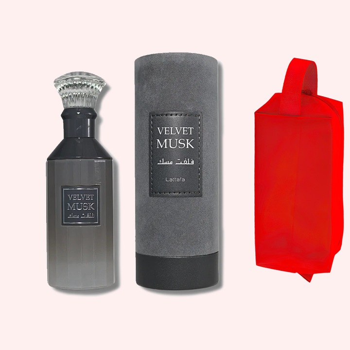 Set parfum Lattafa Velvet Musk 100ml, parfum Arabesc, Unisex, Gentuta cosmetice