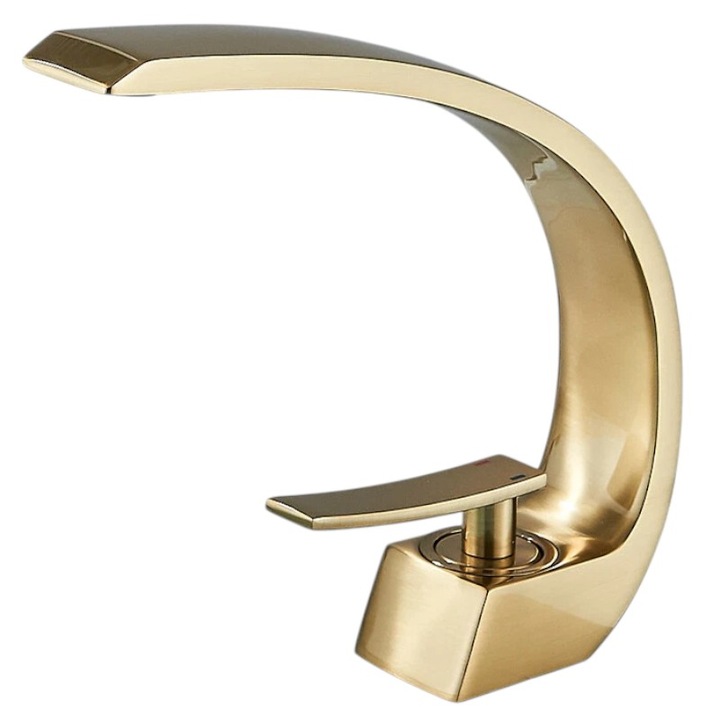 BisDesign fürdőszobai mosdócsaptelep, matt arany kivitel, Hattyú modell, 20 cm