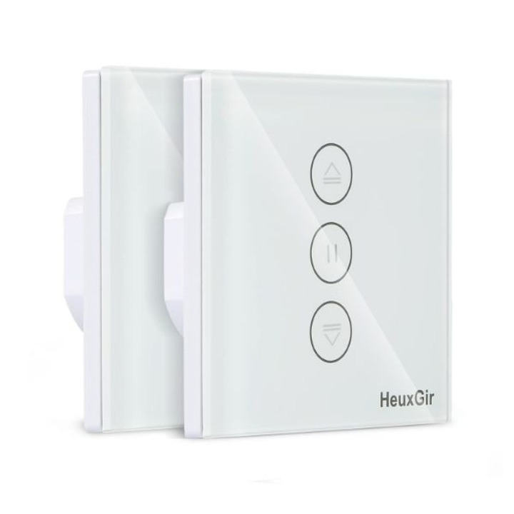 Set 4 comutatoare jaluzele inteligente WiFi, HEUXGIR, alb, 8.6x8.6cm