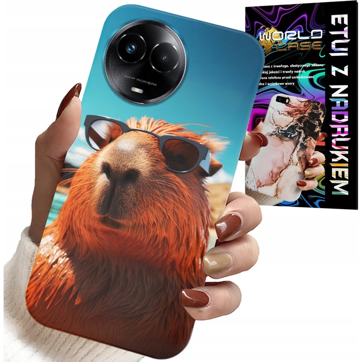 Telefontok Realme-hez, World Case, aranyos kapibara design, szilikon, színes nyomat