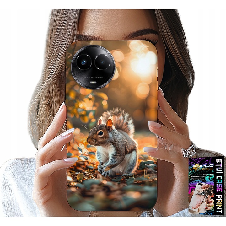 Telefontok, World Case, Sweet Squirrel modell, szilikon, karcolás elleni védelem, Realme-hez