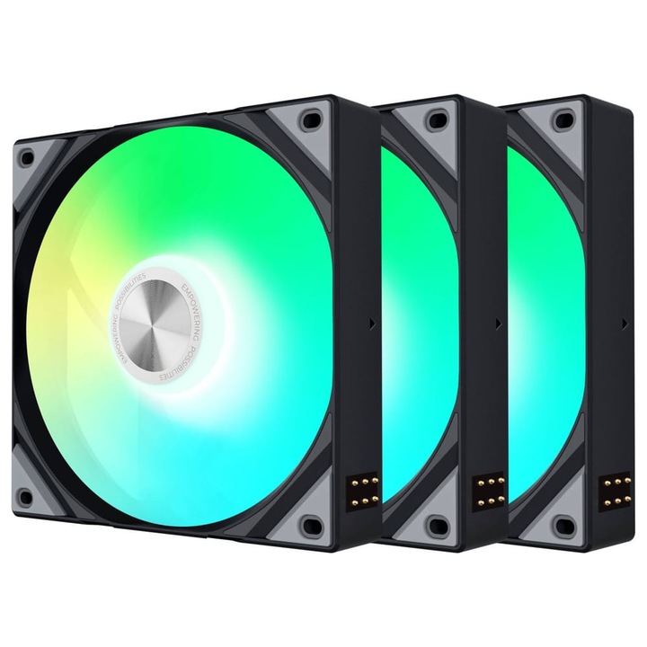 Set ventilatoare TRYX ROTA SL ARGB Reverse 3db, flux de aer inversat, PWM, negru