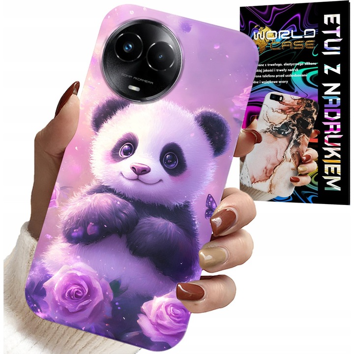 Telefontok Realme, World Case, Panda design, szilikon, többszínű