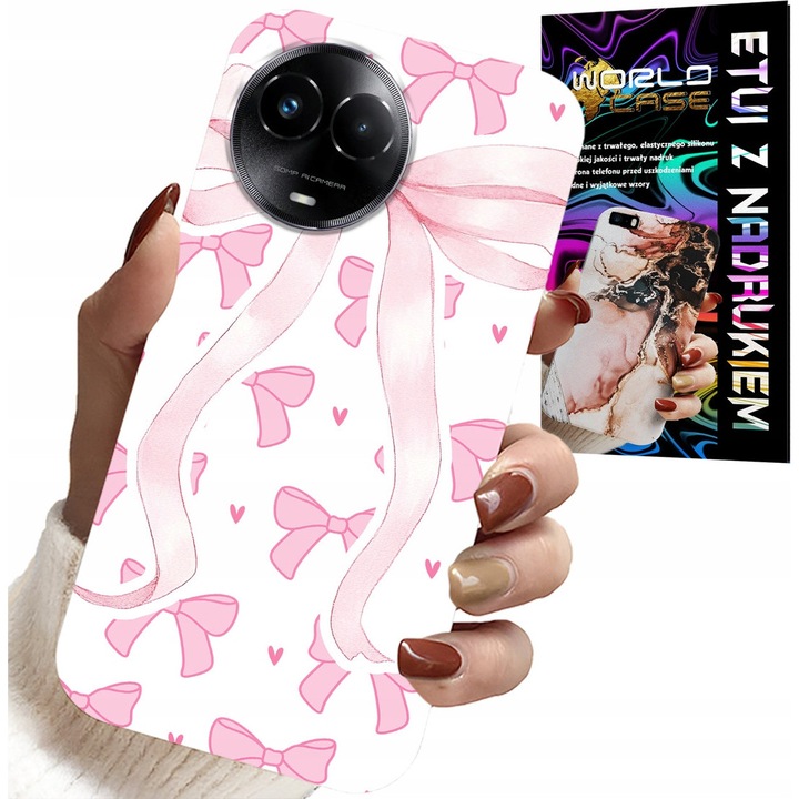 Realme telefontok, World Case, szilikon, rózsaszín, modern design