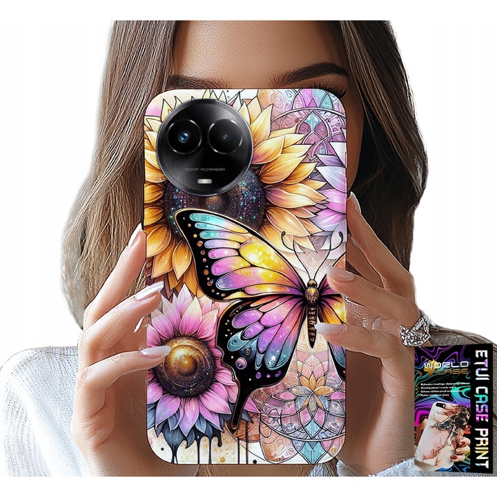 Realme telefontok, World Case, virágmintás, szilikon, 0,2 mm