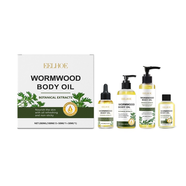 Комплект масажно олио с пелин, 280мл, хидратиращо, бързо абсорбиращо се, натурален аромат, EELHOE