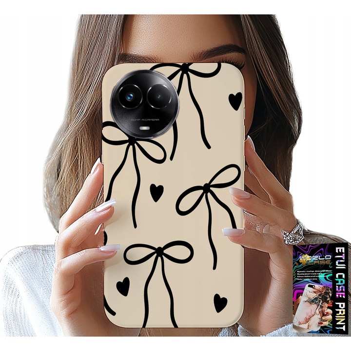 Telefontok, World Case, Realme C67, színes nyomtatás, szilikon, bézs