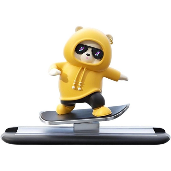 Ornament auto skateboard cu ursulet, decor interior, usor de asezat